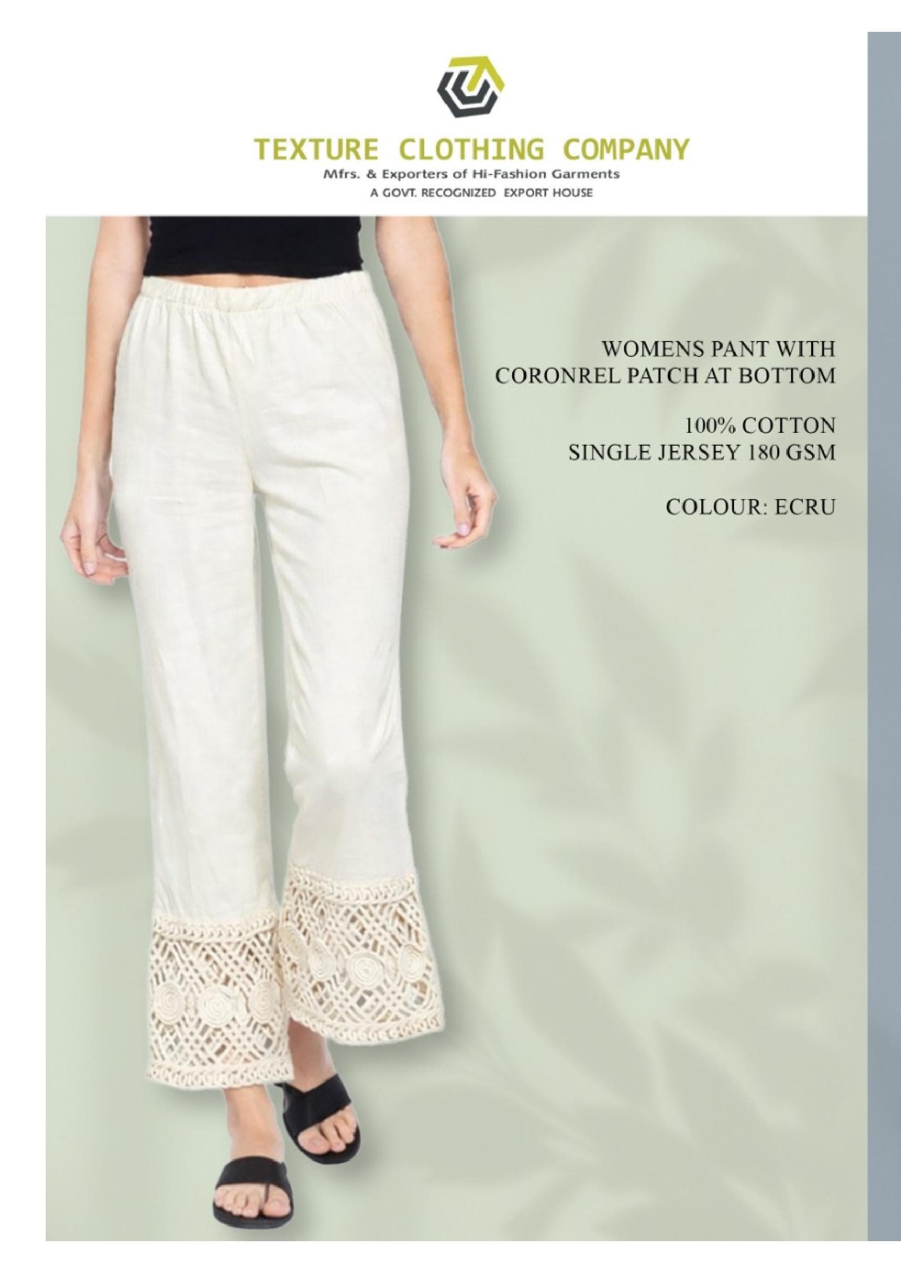 Ecru Lace Hem Jersey Pants
