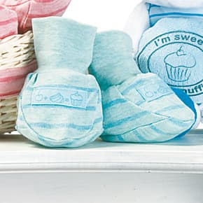 Sweet Cupcake Striped Baby Booties