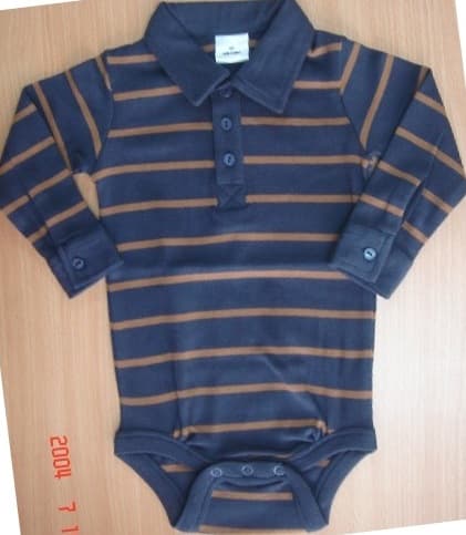 Navy Striped Polo Baby Bodysuit
