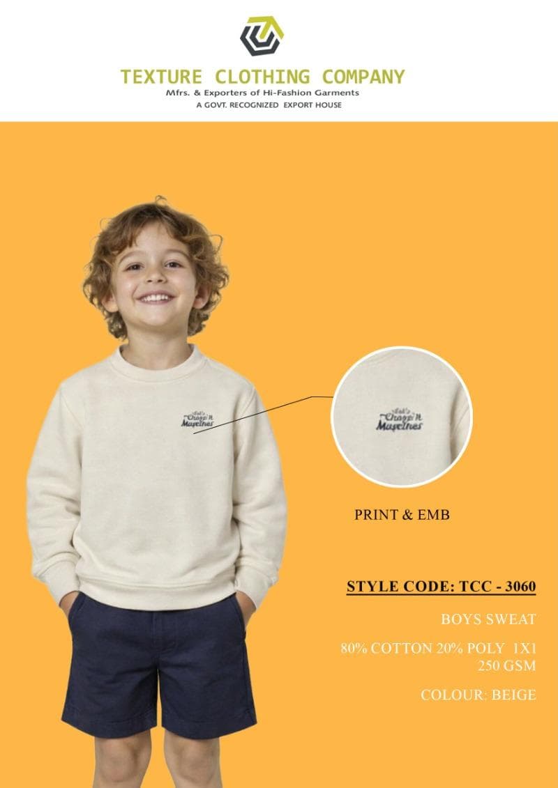 Classic Beige Crewneck Boys Sweat