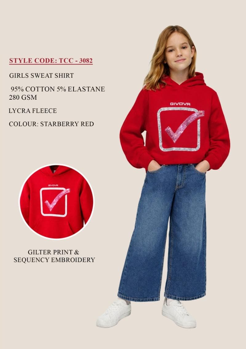 Starberry Red Glitter Check Hoodie