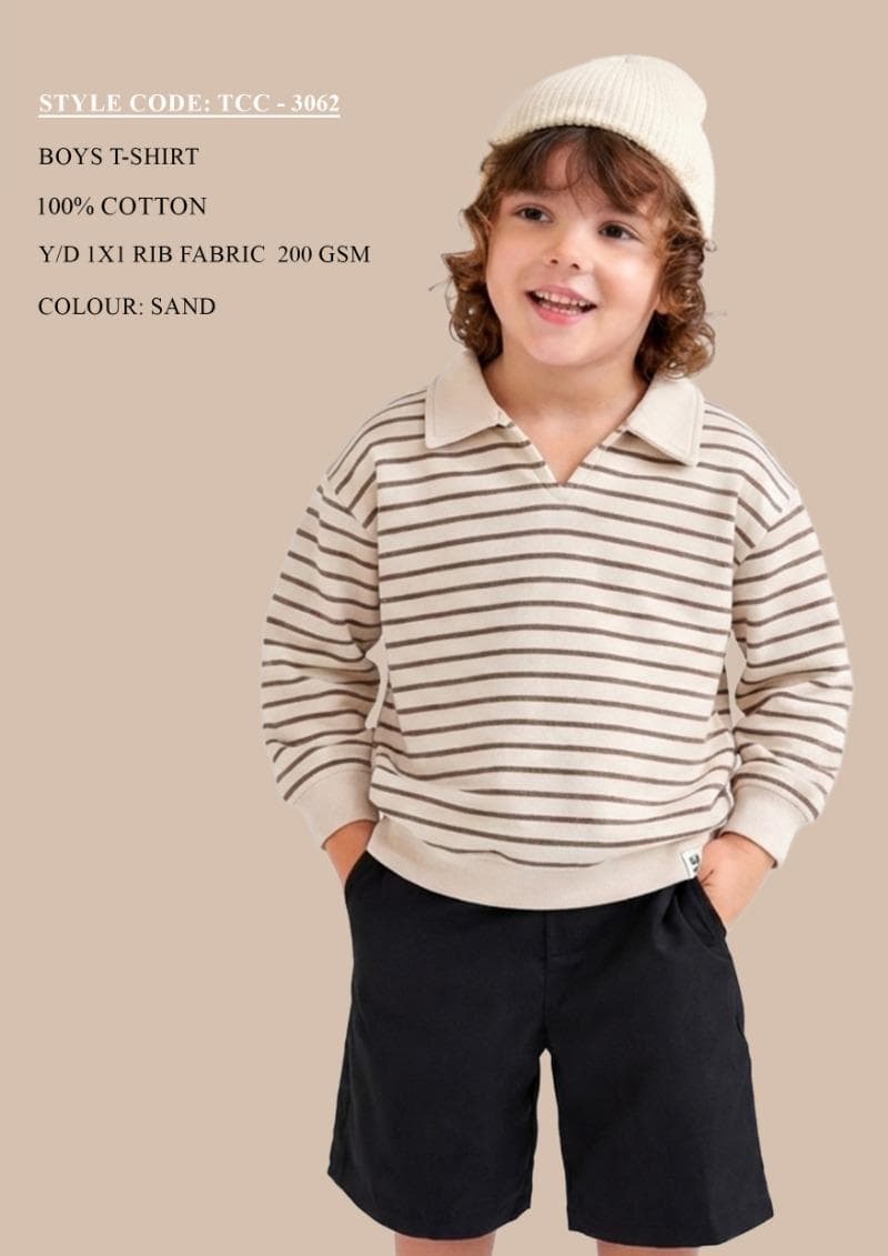Sand Striped Ribbed Polo