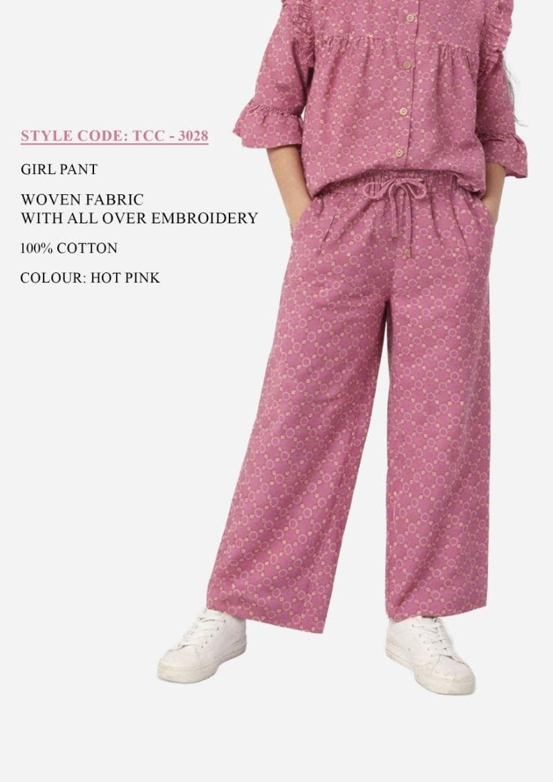 Pink Embroidered Cotton Girl Set