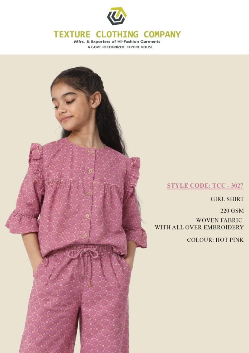 Pink Embroidered Ruffle Co-ord Set