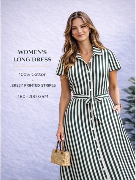 Striped Cotton Maxi Shirt Dress