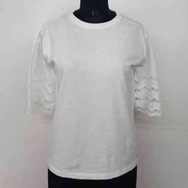 Elegant Lace Sleeve White Tee