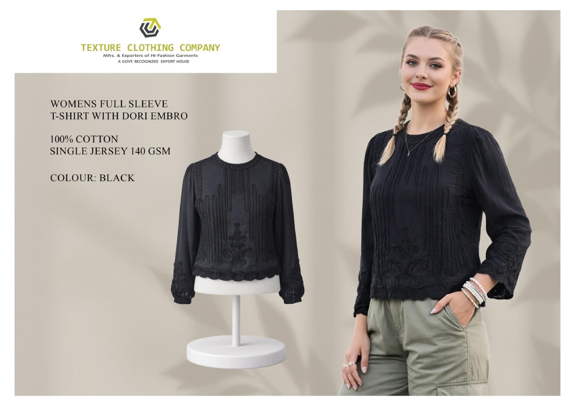 Embroidered Dori Sleeve Top